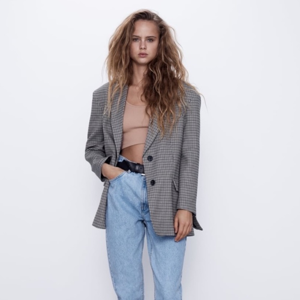 ZARA OVERSIZED PLAID BLAZER NWT